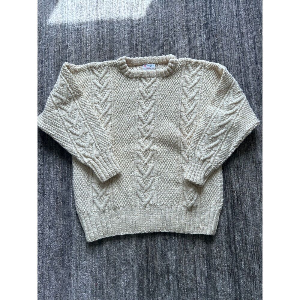 Handknit Cream Wool Fisherman Sweater